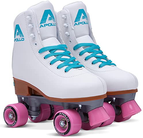 APOLLO, Pattini a rotelle da discoteca, per adulti e bambini, 3 dimensioni regolabili dalla taglia 31 alla 42, motivo chic