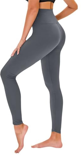 TNNZEET High Waist Leggings Damen Elastische Leggins Weiche Sporthose für Sport Gym,Dunkelgrau,S-M