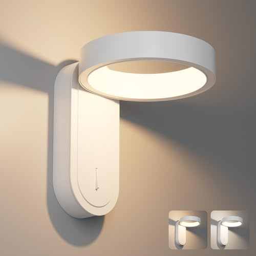 Klighten LED Wandleuchte Innen Weiß mit Schalter, 3000K/4000K, 5W