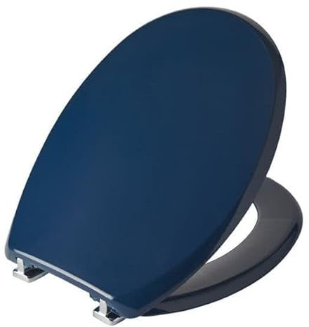 Bemis Buxton Ultra-Fix Thermoplastic Indigo Blue Toilet Seat. Non Slip Toilet Seat with Adjustable Chrome Hinges. Plastic Toilet Seat, Universal Toilet Seat, Easy to Clean & Quick Installation