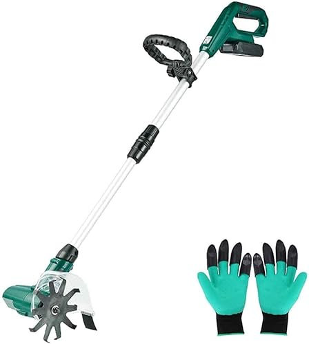 Motoazada de jardín, escarificador eléctrico, rotavavador portátil inalámbrico de 20 V con batería Recargable, Profundidad de Trabajo de 6 cm, cultivadora eléctrica portátil para j
