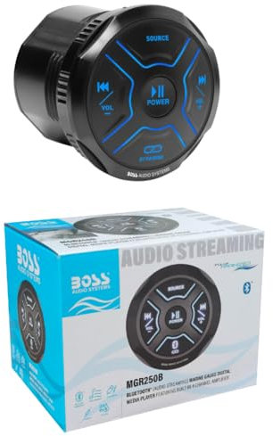 KIT SET PER BOSS AUDIO SYSTEMS MGR250B 1 lettore multimediale marino gauge digital media receiver, audio streaming, bluetooth integrato, waterproof, barca, mare, 1 pezzo + cavo omaggio
