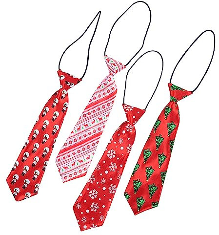 Yardenfun 4stücke Kinderkrawatten Weihnachten Mit Lustigen Cartoon-motiven Polyester Passende Jahre Festliche Accessoires Für Kinderkostüme Und Weihnachtsfeiern