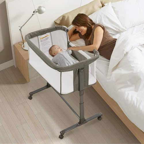 Fugualin 3 in 1 Baby Crib, Baby Cradle, Baby Bassinet, Baby Cot, Bedside Sleeper, Travel Cot Portable Crib (gray)