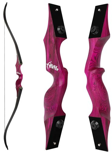 Poearcus 60“ Black Hunter Original Recurve Bogen und Pfeil Set 20-60lbs Links/Rechtshänder Jagdbogen Wettkampfbogen Langbogen für Schießübungen (Recurvebogen rechts, 20 Ibs)