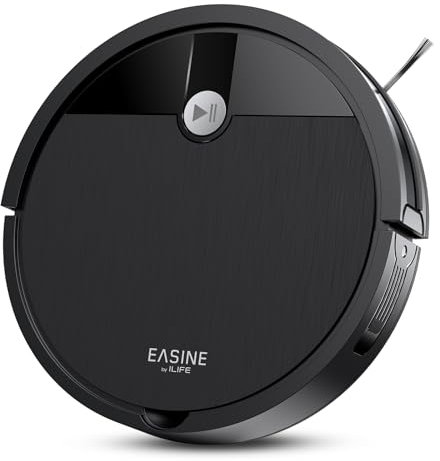 EASINE Saugroboter, Bürstenloses Design Staubsauger Roboter, Starkes Saugen, Selbstladend, Fernbedienung, Flach, Leise, Geeignet für Tierhaare & Hartböden, E3