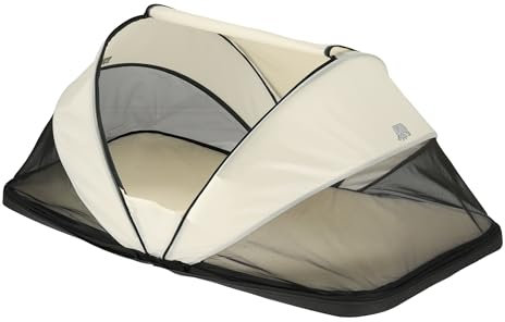 Deryan Cutey Kleinkind Reisebett mit Matratze ab Geburt bis 2,5 Jahre - Faltbar Kleinkindbett Babyzelt in 2 Sekunden aufgestellt - inkl. Moskitonetz & Reisetasche, für EIN Kind - 136x84x62cm (Creme)