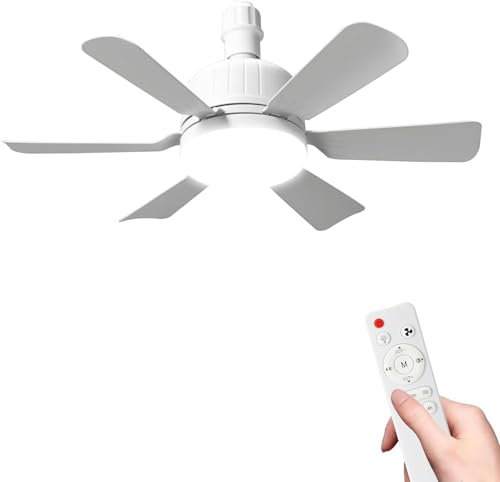 Ventilateur Plafond avec Lumière et Telecommande, Ventilateur Silencieux Plafond, 40W Dimmable Ventilateur Plafond LED, Douille E27, 6 Pales, 3 Vitesses, Plafonnier Ventilateur pour Salon, Chambre(A)