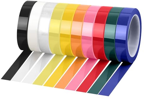 SPEEDWOX Vinyl Tape 10 Rolls 3/4 Inch x 22yd Heat Resistant Vinyl Thin Masking Tape High Temperature Pinstripe Tapes for Automotive Paint Electrical Insulation Sublimation Press Industrial Application