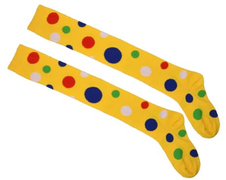BESPORTBLE Chaussettes Longues Clown à Pois Jaunes Bas -dessus Du Genou pour Danse et Déguisement Accessoire Costume Clown pour Performance et Fête