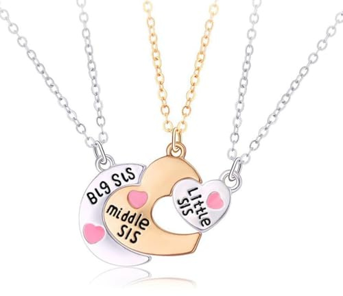 XENQITO 3 Pièces Collier d'amitié pour Filles collier d'amitié pour Enfants Collier Bff Pendentif Meilleur ami Cadeau d'anniversaire pour 3 Filles pour Fille Chaîne Pendentif