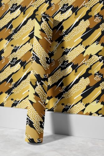 EHOMERY Papier Peint Chambre Fille Intissé Moderne L'Individualité Art Géométrique Peindre Autocollant Motif Tropical Papier Adhésif Imperméable Et Résistant À L'Huile 45x200cm
