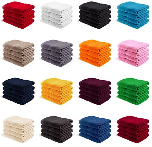 EllaTex Handtuch-Set aus Serie Paris 0040092 100% Baumwolle 500 Gramm/m², Farbe:Grün, Größe:4er Packung 30 x 50cm - Gästehandtücher