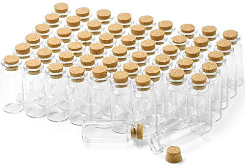 Wandefol 55pcs Mini Glass Bottles with Cork Stopper DIY Arts Crafts Decoration, Weddings Favors Candy Bottle