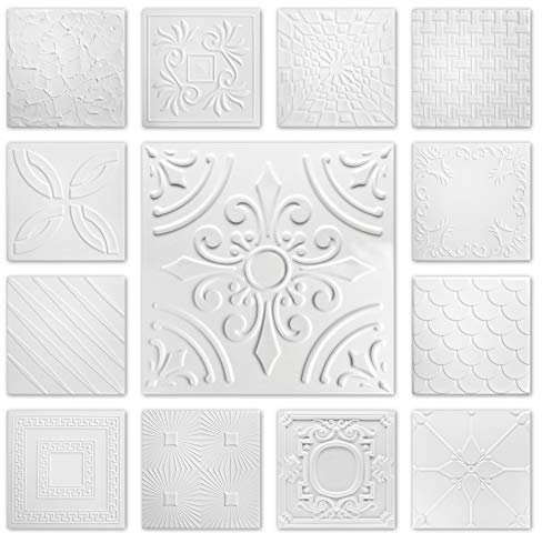 Hexim Styropor Deckenplatten - große Auswahl 50x50cm XPS Wand- und Deckenverkleidung 2 qm Platten Dekor formfest NR.09