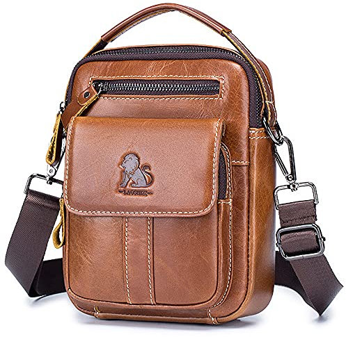 BAIGIO Umhängetaschen Herren Klein Herrentasche Leder Schultertasche Ledertasche für Männer Arbeit Reise Alltagsleben