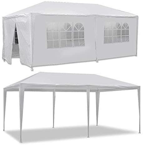 3x9M/3x6M/3x3M Tonnelle Tente Gazebo Pavillon de Jardin Tente de Réception，pour Fête/Mariage/BBQ (3X6M, 6 Bâches)