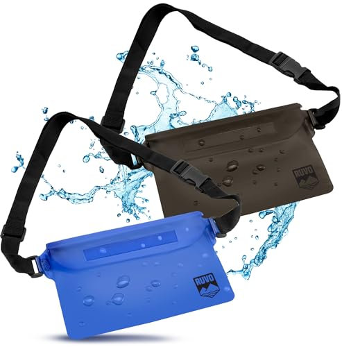 RUVO® wasserdichte Bauchtasche | 2er Set | für max. Badespaß auf oder im Wasser | EIN Fach mit Druck- und Klettverschluss für Absolute Wasserdichtigkeit | für jegliche Wasseraktivitäten geeignet