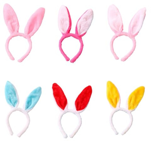 6 pièces Oreilles de Lapin Bandeau，Serre-Tête Bandeau Oreilles de Lapin，pour Pâques de fête de Pâques Costume de Déguisement Décoration.
