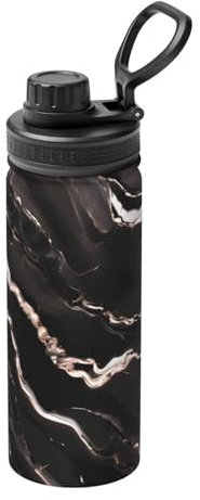 HJLUUFT Black rose gold Marble 18 oz Sports Insulated Stainless Steel Water Bottle– Perfect for Outdoor Sports,Designed for Convenient One-Hand Use
