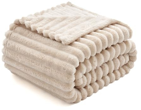 MIULEE Kuscheldecke Flauschig Decke Fleecedecke Flanell Einfarbig Wohndecken Couchdecke Flauschig Überwurf Mikrofaser Tagesdecke Sofadecke Blanket Für Sofa Schlafzimmer 60x80Inch 150x200cm Beige