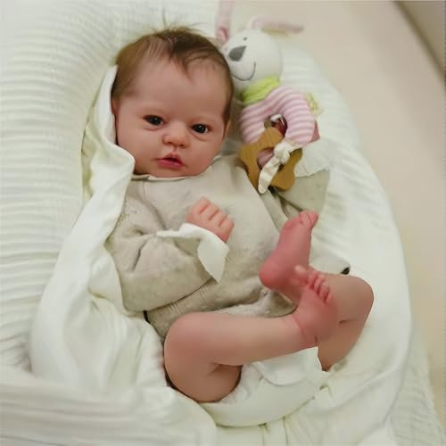 BNNPUU Reborn-Babydockor 48 cm – realistisk mjuk tygdocka – Reborn Småbarnsdocka – realistisk babydocka med riktiga öppna ögon