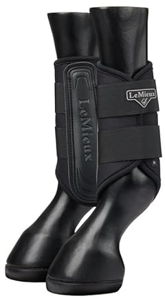 LeMieux Grafter Brushing Boots - Pair - Durable and Breathable - Fits Front or Back - Black - Small