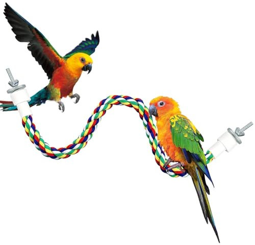 Tau Sitzstange Vögel Papagei Seil für Wellensittiche/Parrot Climbing Rope Vogelkäfig Zubehör (50cm Metallmutter)