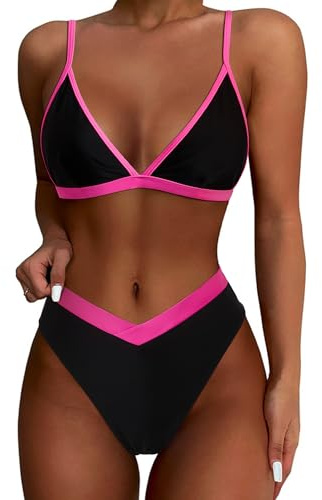 SUUKSESS Women Cutout Bikini Sets Push Up High Waisted Swimsuits 2 Piece