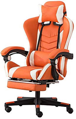 Sedia da gioco con schienale alto con poggiapiedi regolabile E Sedia da ufficio sportiva per giocatori Sedia ergonomica per computer con poggiatesta e supporto lombare Opzioni multicolore Arancione