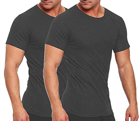 Cocain underwear Set di 2 biancheria intima termica da uomo; camicia/pantaloni o 2 canottiere lunghe o 2 mutande lunghe, 2 canottiere termiche manica corta antracite, 4XL