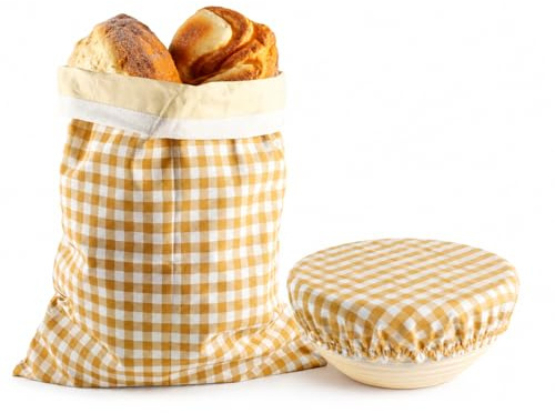 Juego de 2 bolsas de pan reutilizables con cubierta de algodón, sin plástico, para masa madre, panecillos, verduras y frutas