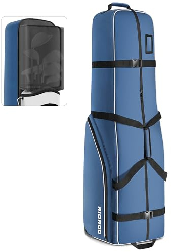 RIOROO Sac de Voyage de Golf avec Roues, en Polyester 900D, Protection Souple et Rembourrée pour Les Clubs, Pliable et Idéal pour Les Voyages en Avion.