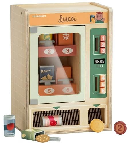 Personalizzabile Gioco di ruolo in legno – Serie Capybara Food “Distributore automatico Shop & Go” – Gioco educativo e di imitazione – dai 3 anni in su – personalizzato con nome – TOPBRIGHT