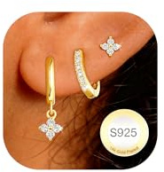 AVOTTO 3 Paires Boucles D'oreilles femme Argent Hypoallergénique Boucle d oreille Femme or Argent Huggie Clou Creoles D'oreille Piercings