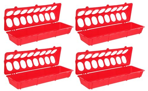 Sosoport Set da 4 Mangiatoie in Plastica Coperchio Ribaltabile per Uccelli, Distributore di Cibo e Acqua per Piccioni, Polli e Pappagalli, Piccola Mangiatoia Compatta per Gabbie e