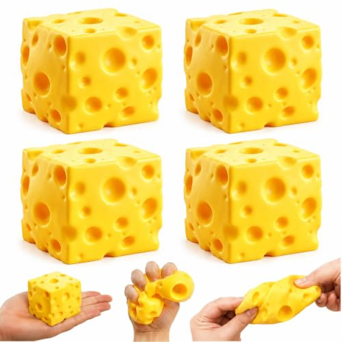 4 stycken leksak ost, långsam återhämtning anti-stressboll, mjuk och bärbar sensorisk leksak, anti-stress barn och vuxna, barn födelsedagsgodis, kawaii fidgetleksaker för ångestlindring