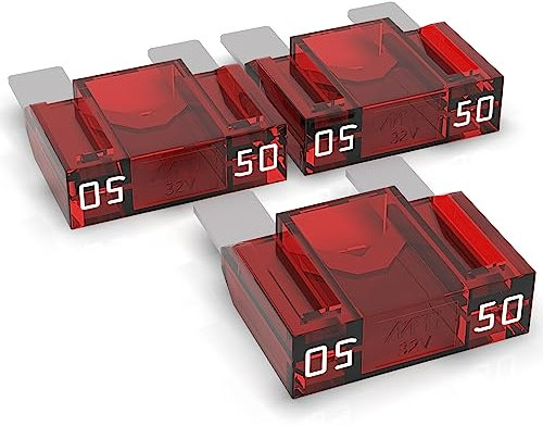 AUPROTEC Maxi Flachstecksicherung 20A - 80A Stecksicherung Schmelzsicherung Auswahl: 50A Ampere rot, 3 Stück