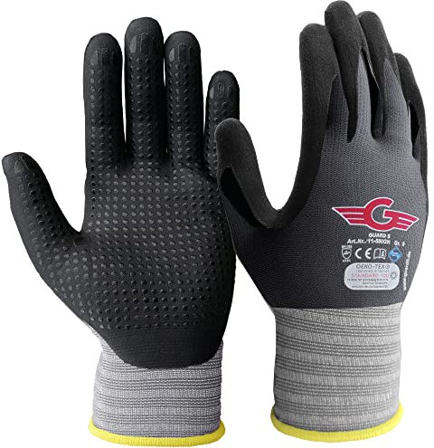 GUARD 5 - Arbeitshandschuhe - 12 Paar (Gr.7/S) beschichteter Montagehandschuhe mit feinen Noppen für einen besseren Griff