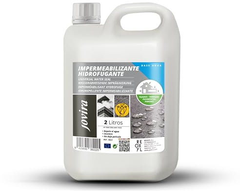 JOVIRA PINTURAS Impermeabilizante Transparente Líquido. Hidrofugante Invisible, No Genera Película, Protección Total en Fachadas, Hormigón,Terrazas, Tejados. Waterproof. (2 Litros, Hidrofugante)