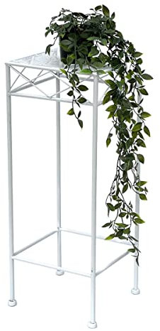 DanDiBo Blumenhocker Weiß Metall Eckig 70-50 cm Blumenständer 96314 Beistelltisch Blumensäule Modern Pflanzenständer Pflanzenhocker (60 cm)
