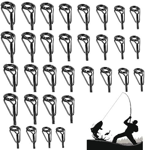 Bajiuxhfei 32 Stück Spitzenring Rutenring, Angelrute Reparatur Spitzenring, 8 Größen, Angelrute Reparatur Zubehör, Angelrutenführung, Angelruten Spitzen Reparatur, Anwendbar für Alle Gewässer