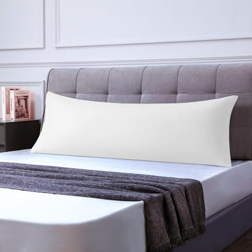 Seitenschläferkissen Bezug 50x150 (1er) - Kissenbezüge Mikrofaser - Kissenhülle Mit Reißverschluss - Kopfkissenbezug, Weich und Atmungsaktiv - Weiß