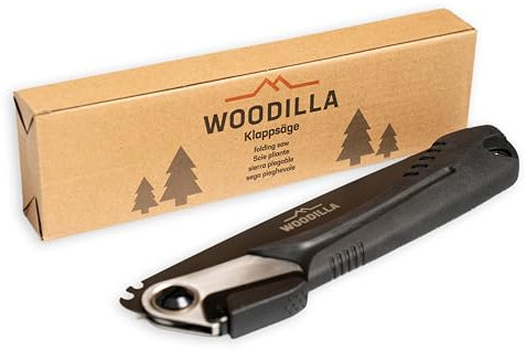 Sierra de mano plegable para exteriores de Woodilla - sierra de mano, sierra de poda, sierra plegable ergonómica para el jardín, sierra multifuncional con hoja robusta (21 cm)