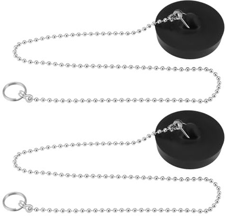 SG Store 2Pcs Bouchons Vidange de Baignoire en Caoutchouc de 45 Mm Bouchon d'égout de 45 Mm Bouchon d'évier avec Chaîne de 40 Cm de Longueur Convient pour Baignoire Lavabo Cuisine évier de Douche