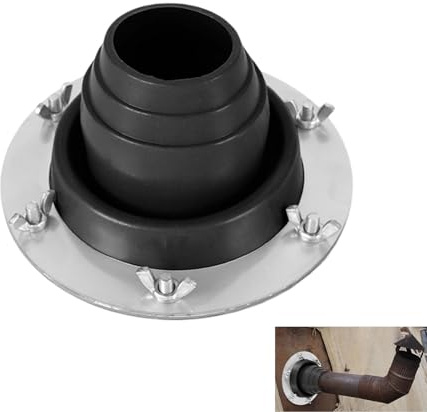 Inscrip Ugnsrör, tält, het Tent Stove Jack av värmebeständig silikon och metallbas, Tent rörmanschett, takutlopp för campingkök, tältspis, 45–85 mm (svart)
