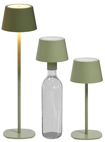 Northpoint 3in1 LED Tischlampe Flaschenleuchte max. 45cm hoch mit 3000mAh Akku 200lm warmweißes Licht (3000K) stufenlos dimmbar für Innen und Außen (mintgrün)