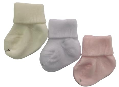 Bel Piccino Calzini Neonato in 100% Cotone Caldo. 3 paia di Calze bimbo 0-12 mesi Made in Italy. (IT, Età, 3 mesi, 6 mesi, Rosa,Bianco,Panna)
