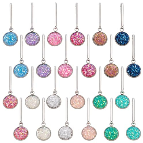 WEBEEDY 24 PCS Tirettes Étoilées pour Fermetures à Glissière 12 couleurs Pendentifs pour Fermetures à Glissière avec Mousqueton Amovible Extension de Tirette pour Sacs Vêtements