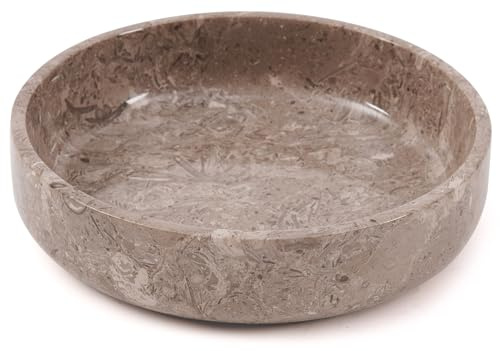 EARTHEN CRAFTS Bol de service en marbre de 20,3 cm, fait à la main, grand porte-fruits pour décoration de comptoir de cuisine, bol à fruits pour table à manger – Accessoires de cuisine